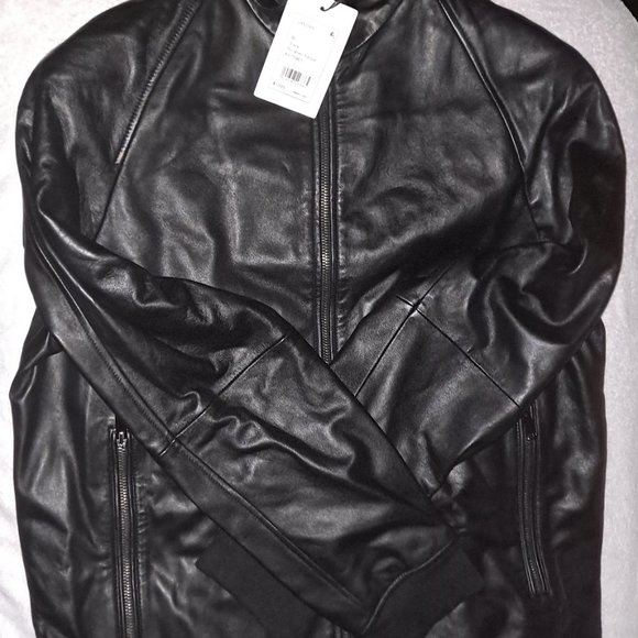 THEORY Landan Leather Jacket In Black Medium New - Picture 2 of 8